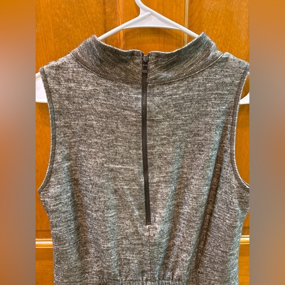 W By Worth Heather Green Sleevless Wool Knit Dress Mock Neck Drawstring Waist - Picture 6 of 13